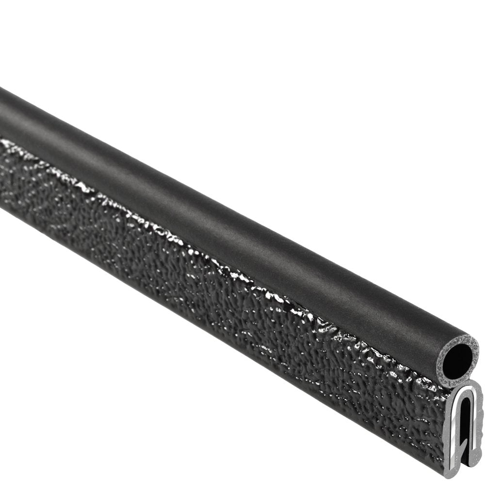 Trim Seal with Top Bulb, 25’ Length, PVC Plastic Trim with EPDM Rubber Seal, Pack of 2 X921877