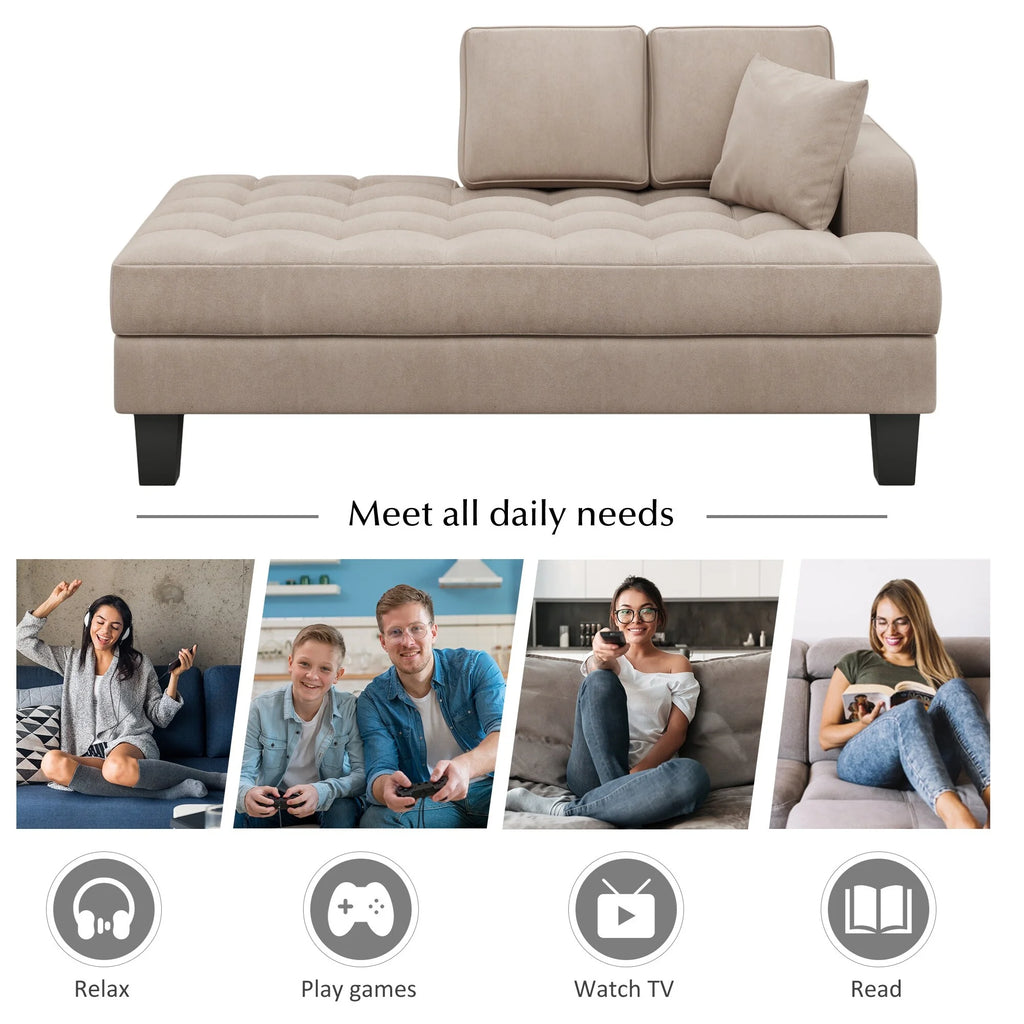 Grey Chaise Lounge Set with Toss Pillow E99406