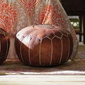 Brown Leather Pouf K4042