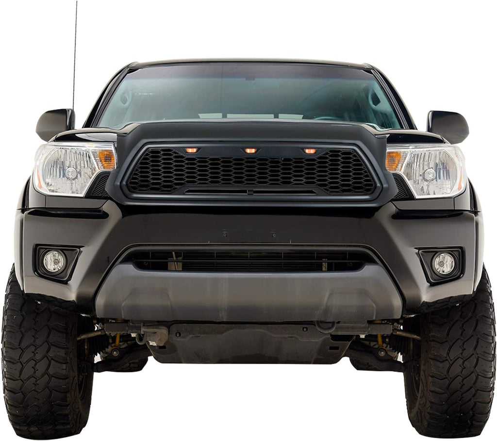Matte Black ABS Grille Front Grill with Amber LED Lights S909