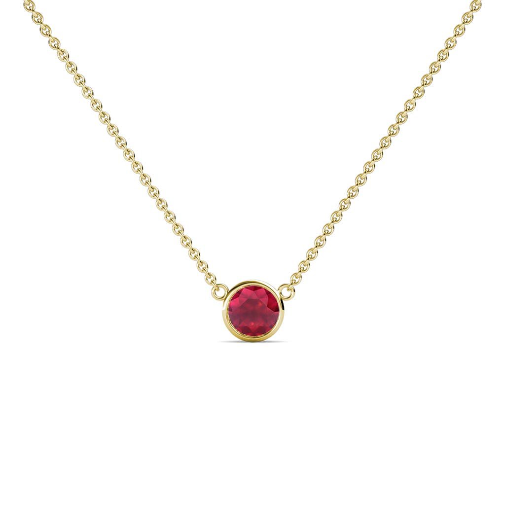 14K Yellow Gold Solitaire Pendant Necklace with 16 Inches Gold Chain K44158