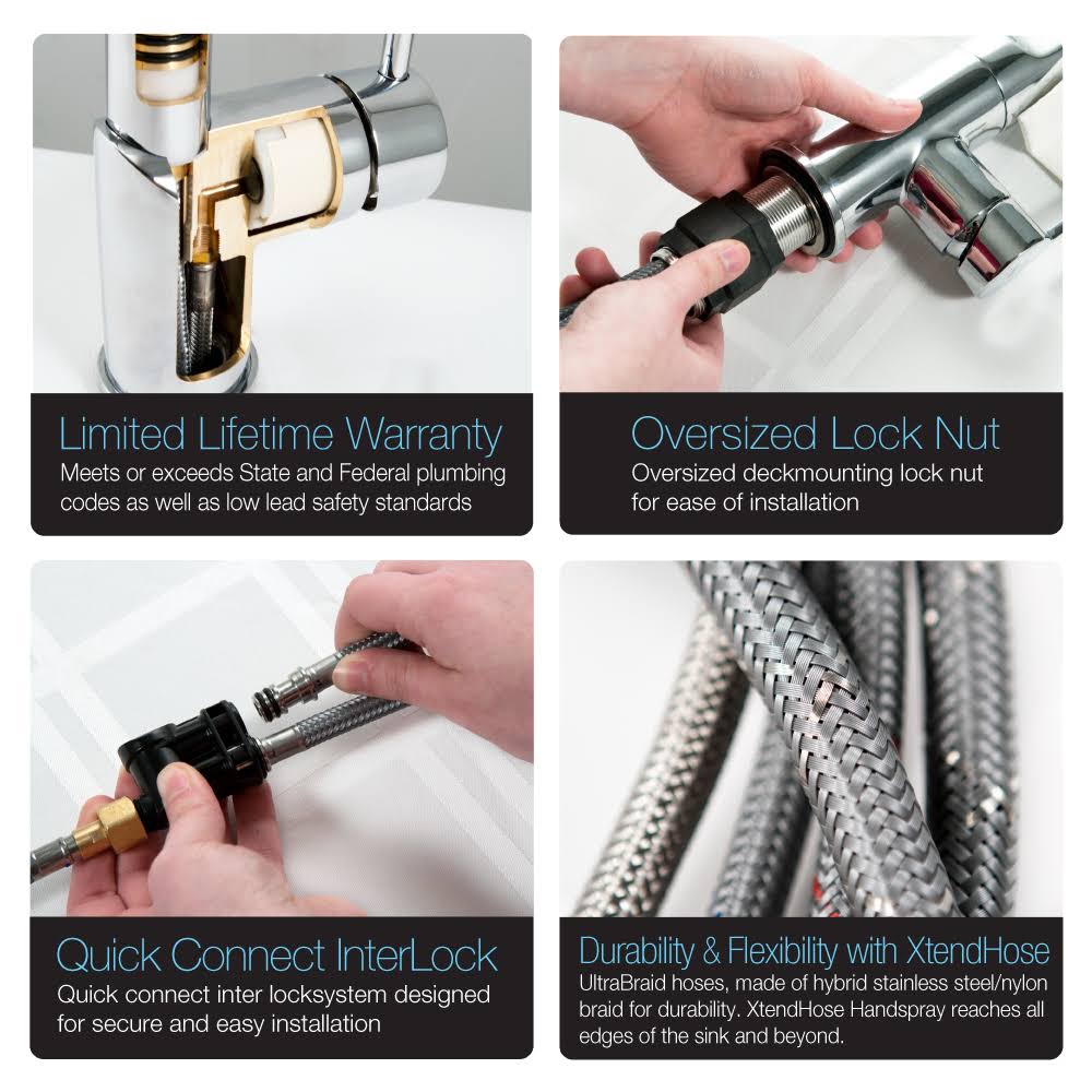 Polished Chrome Pull Out Kitchen Faucet H7818