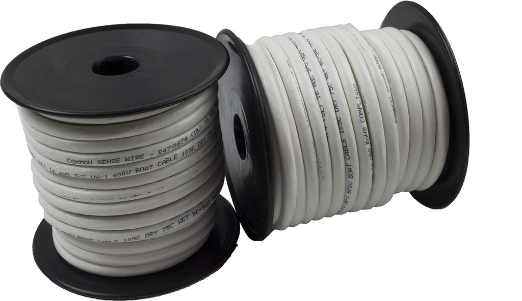 Tinned Copper Marine Wire Boat Cable 500 Feet White PVC Jacket Q6492