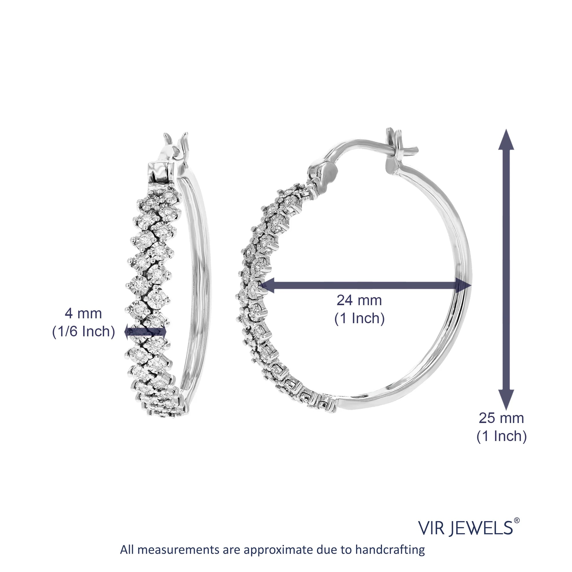 1/5 CTTW Lab Grown Diamond Hoop Earrings 925 Sterling Silver Z717447