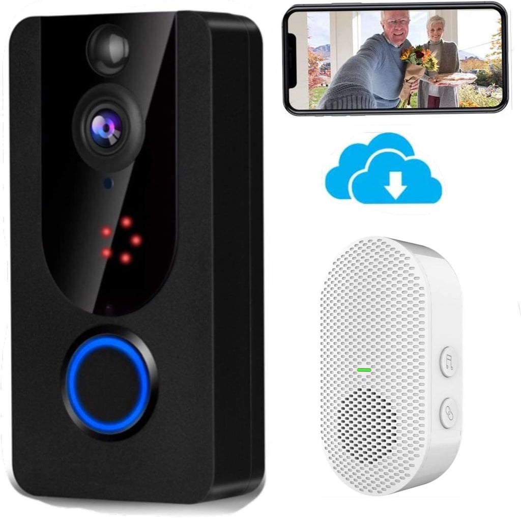 Wireless Doorbell Camera 1080P with Chime, PIR Motion Detection, IP65 Waterproof, 2-Way Audio, Night Vision, Pack of 2 T284