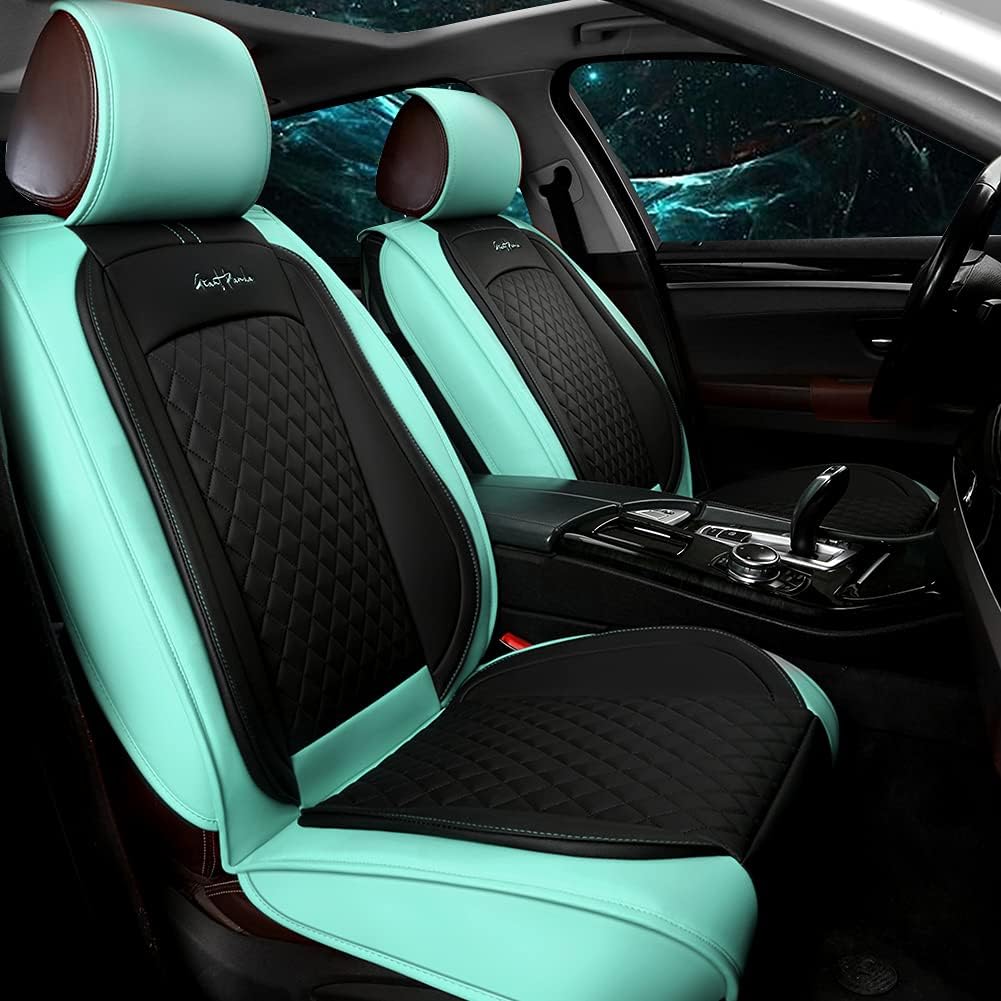 Gray and Black Faux Leather Car Seat Covers (1 Pair) X62510