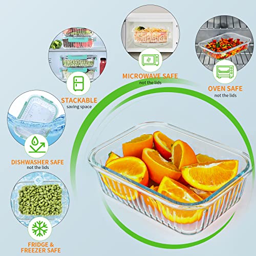 5 Packs 36 oz Glass Food Storage Containers with Lids, White Y951341