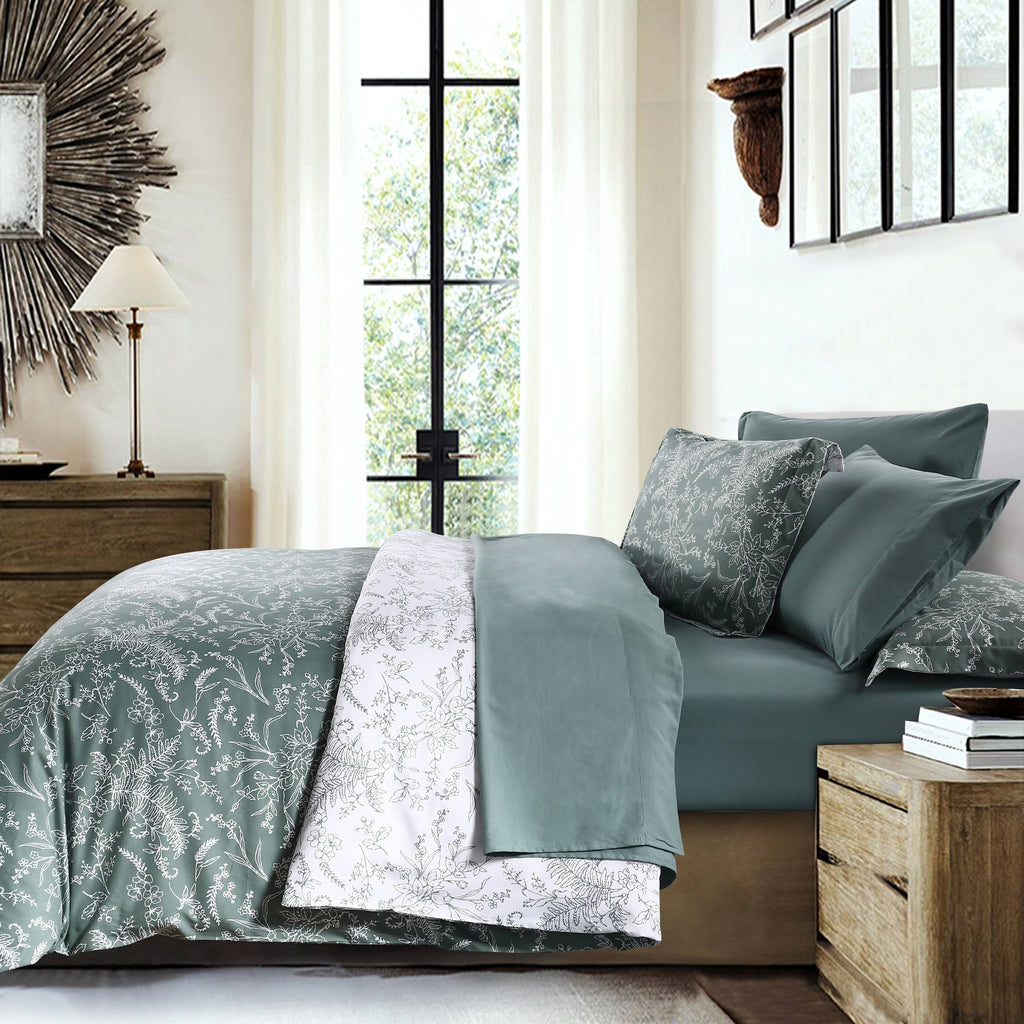 Muted Teal King Down Alternative Comforter and Sham Set M575