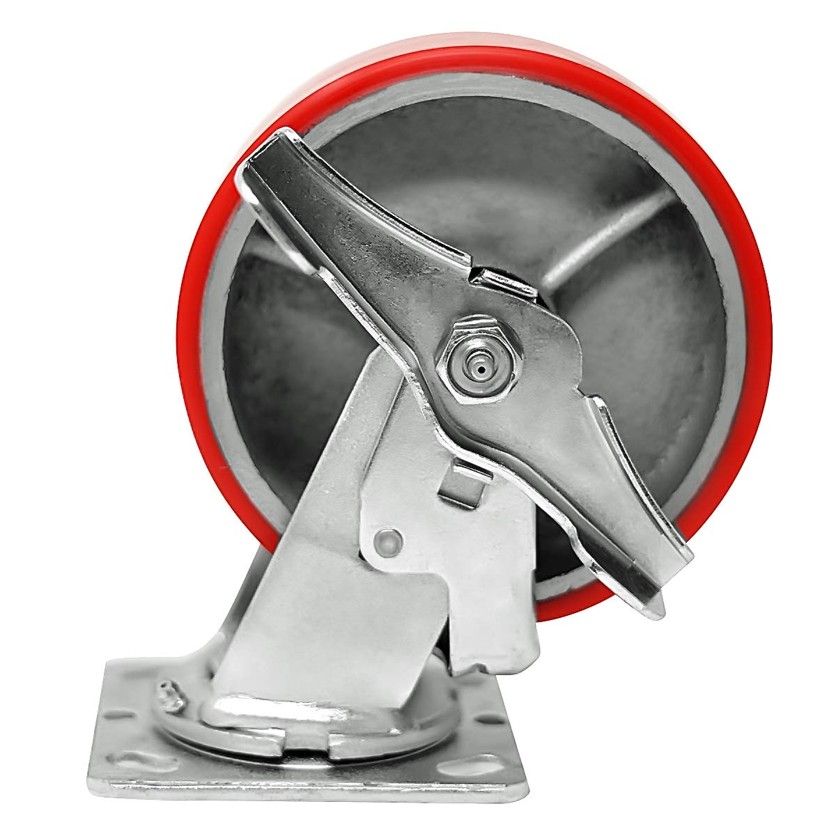 4 Quantity Heavy Duty Swivel w/Brake Rigid Polyurethane Mold on Steel Wheel Caster Q50151