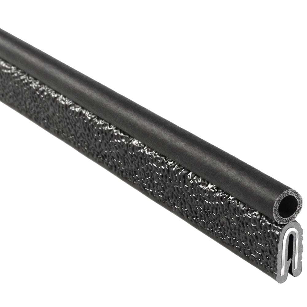 Trim Seal with Top Bulb, 25’ Length, PVC Plastic Trim with EPDM Rubber Seal, Pack of 2 X921877