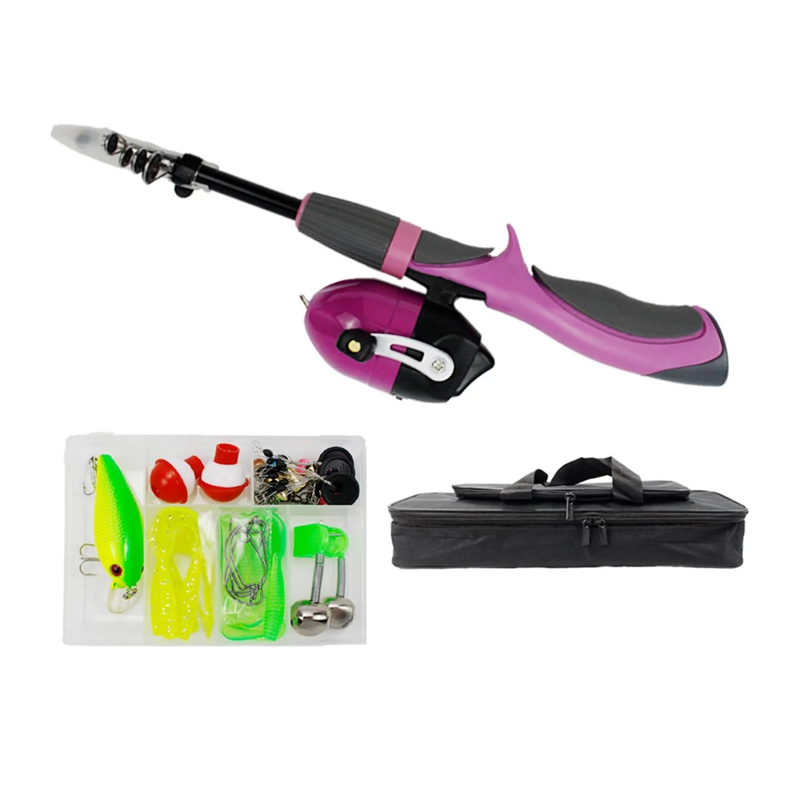Pink Telescopic Fishing Rod and Reel Carrier Bag with Fishing Line M716836