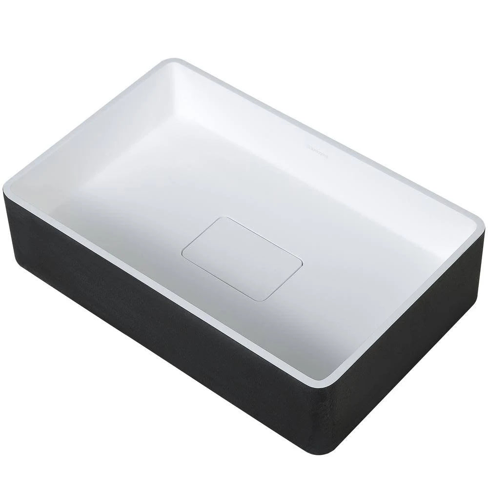 Rectangular Black and White Bathroom Vessel Sink W501100