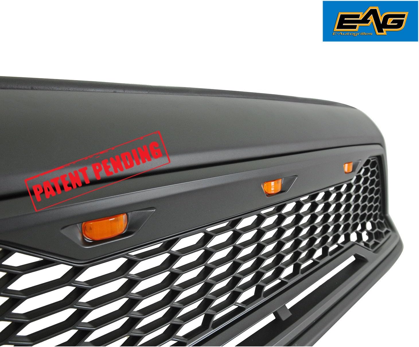 Matte Black ABS Grille Front Grill with Amber LED Lights S909