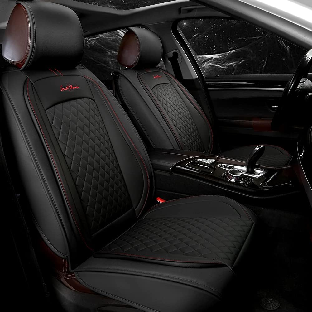 Gray and Black Faux Leather Car Seat Covers (1 Pair) X62510