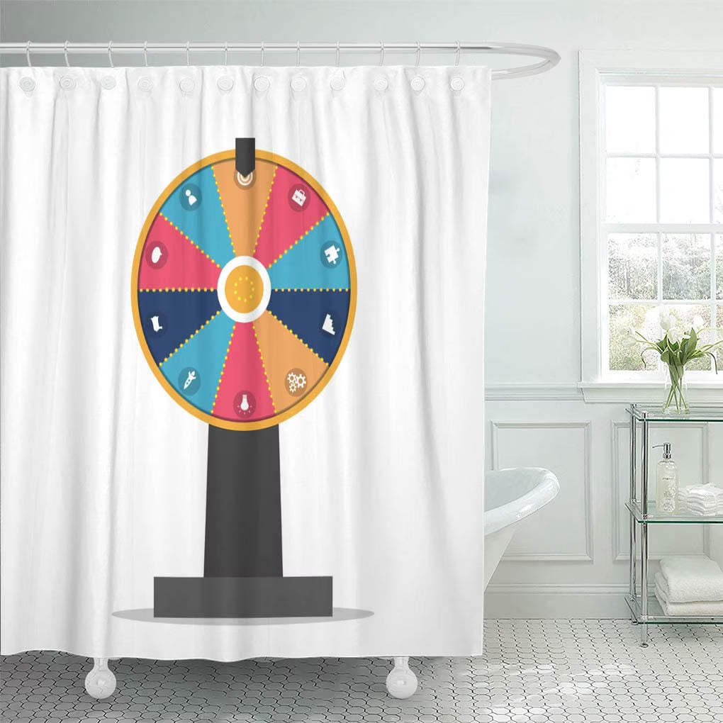 White Spin Wheel Bath Shower Curtain 60x72 inch H9806