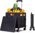 Collapsible 4 Wheel Rolling Utility Cart, 65 Liter, Black, Pack of 2 X92817