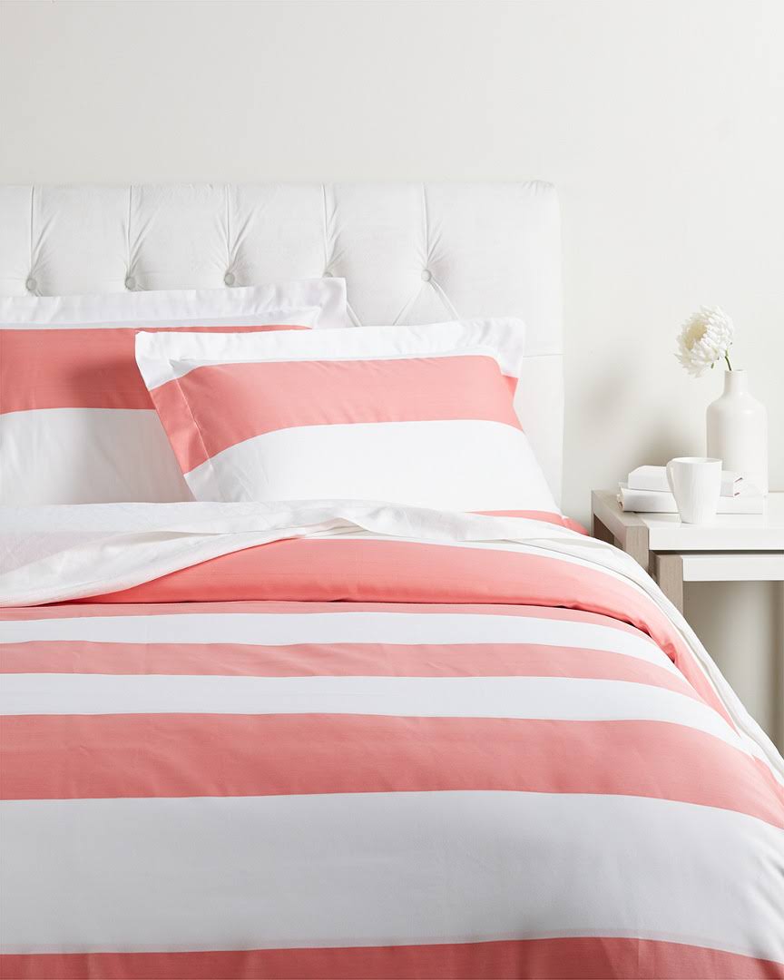 600-Thread Count Cotton-blend Duvet Cover Set Pink Full/Queen C4043