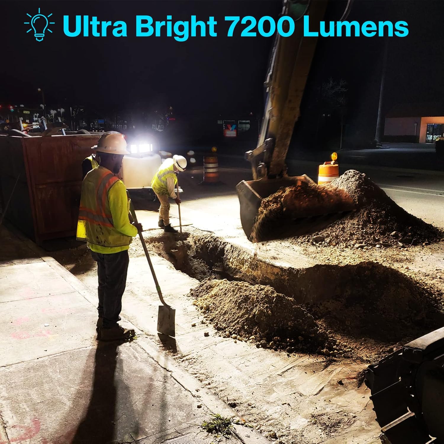 80W LED Work Light, 3 Adjustable Heads, 7200LM, IP65 Waterproof, 6500K Daylight White, 16.4ft Power Cord, Pack of 2 Z283361