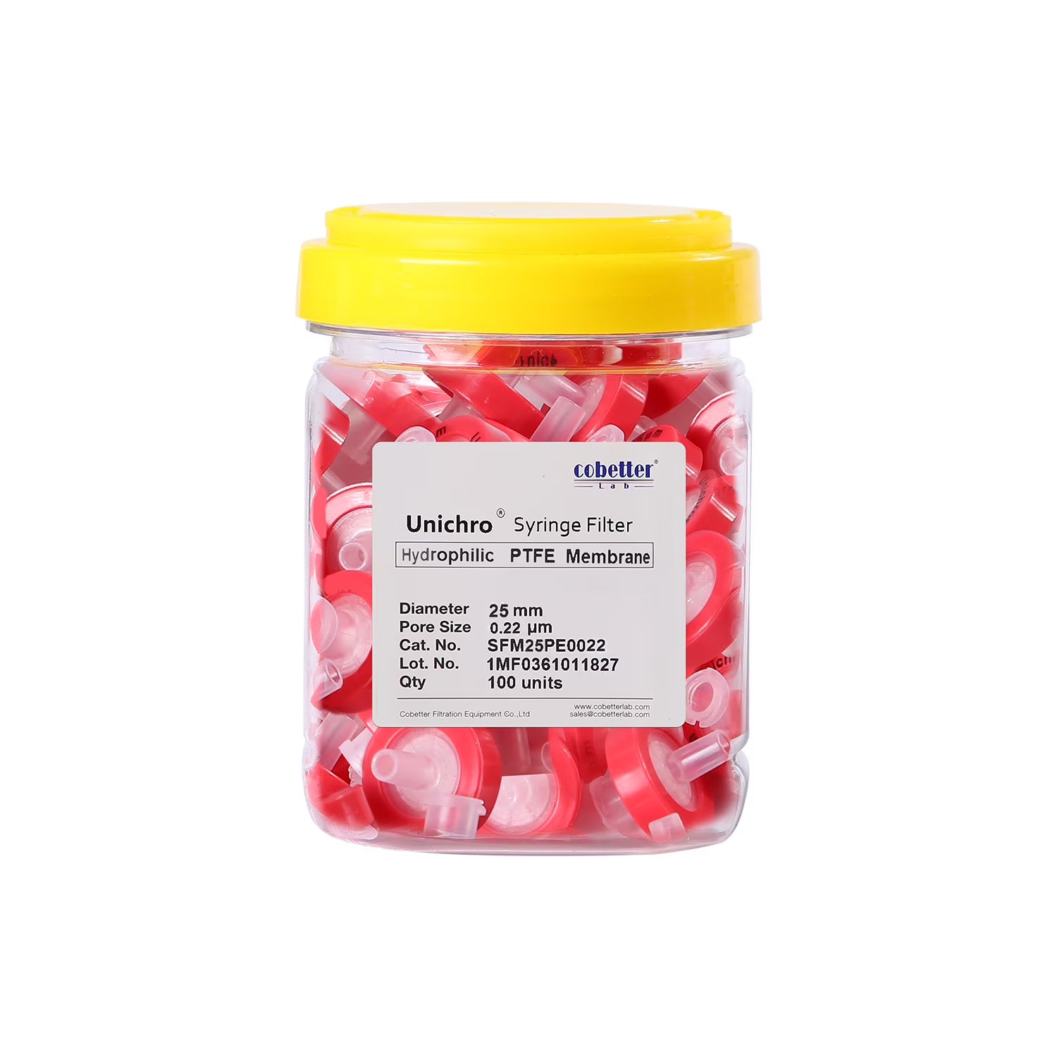 100pcs Red Hydrophobic PTFE Syringe Filters I5450