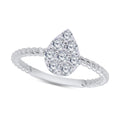 14K White Gold 0.55 Carat Round White Diamond Teardrop Twisted Shank Engagement Ring Z922