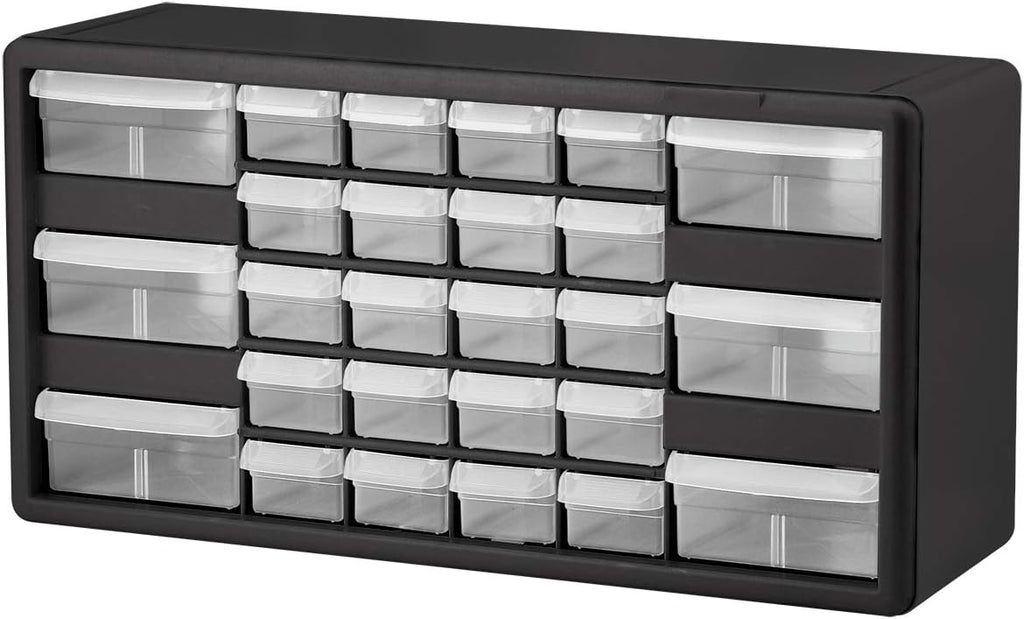 26-Drawer Plastic Parts Storage Cabinet, Black Gray, Pack of 2 R39568