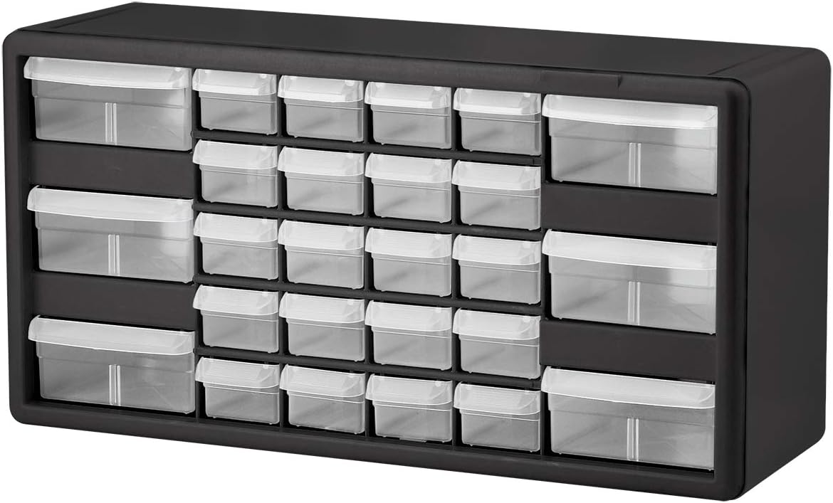 26-Drawer Plastic Parts Storage Cabinet, Black Gray, Pack of 2 R39568