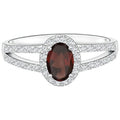Oval Red Garnet Solitaire Ring 925 Sterling Silver P21256