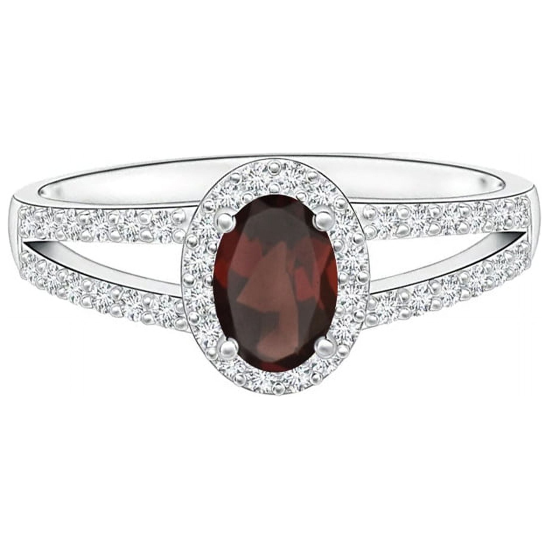 Oval Red Garnet Solitaire Ring 925 Sterling Silver P21256