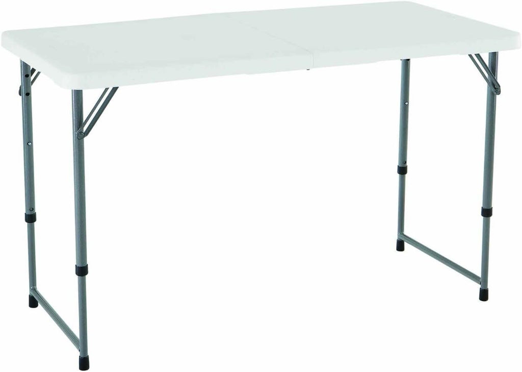 White 4 Foot Folding Utility Table with Carrying Handle U86519