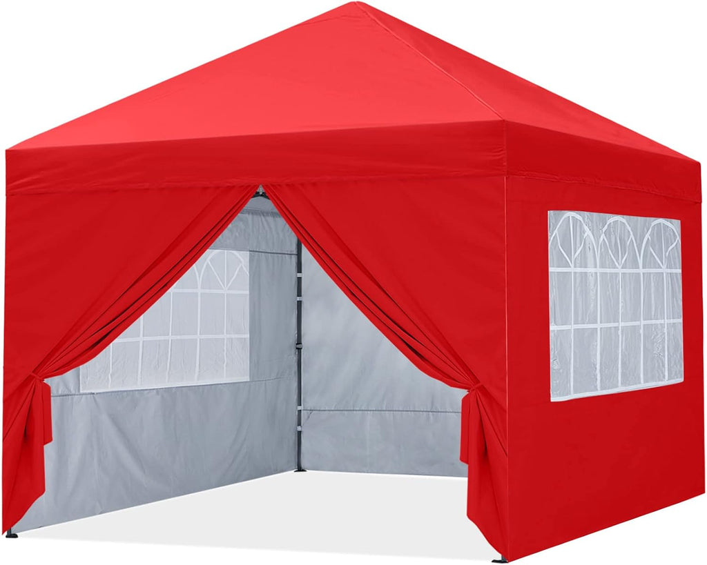 10X10Ft Pop up Canopy Tent Enclosed Instant Folding Canopy Shelter with Church Window Outdoor Pavilion Tent (Royal Blue) J54561