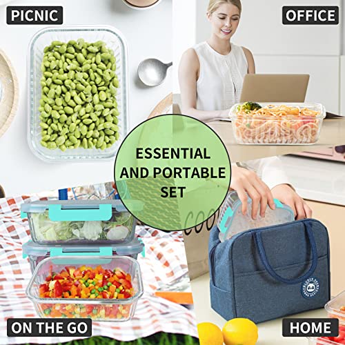 5 Packs 36 oz Glass Food Storage Containers with Lids, White Y951341