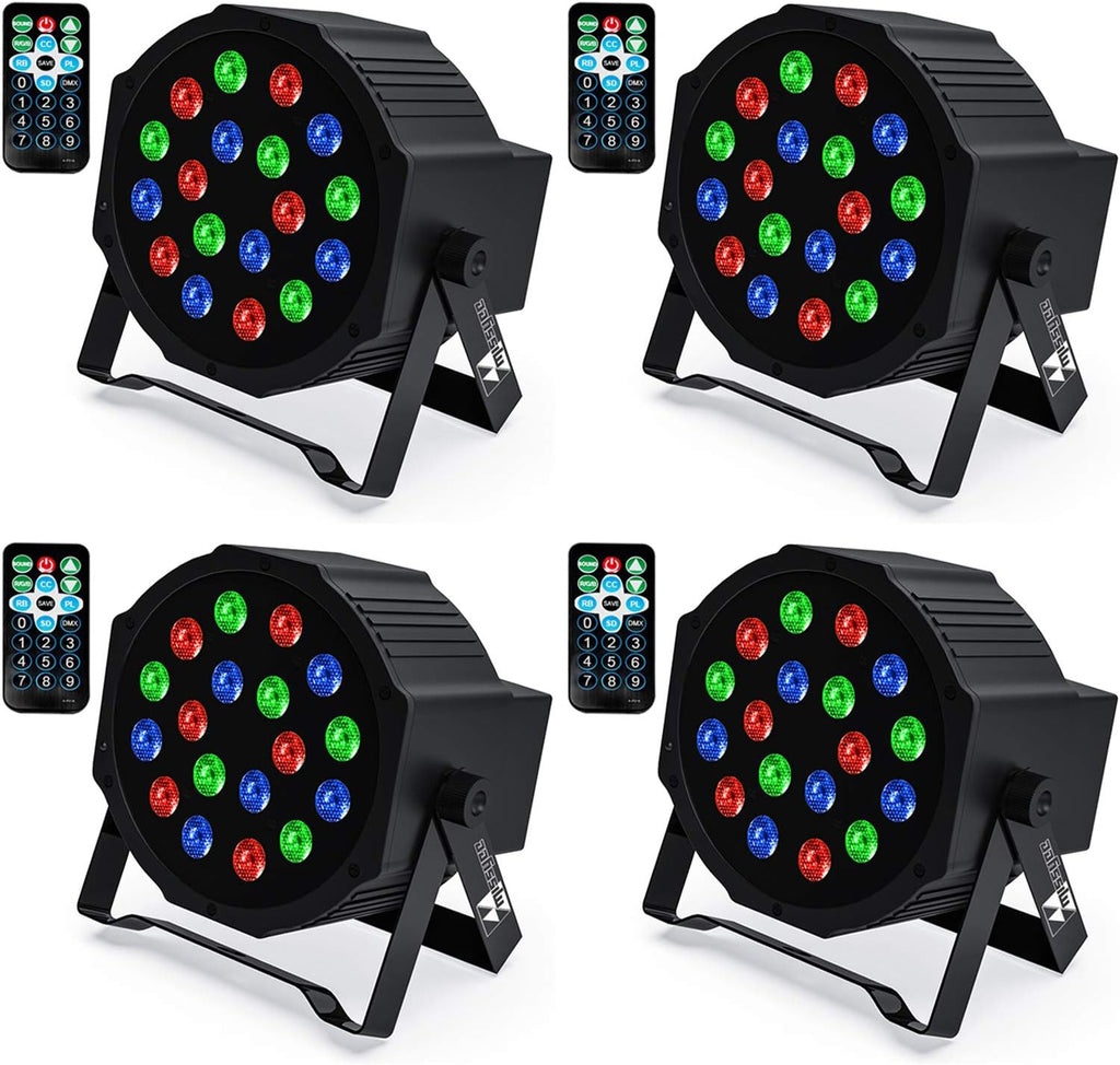 18 RGB LED Stage Lights with Remote Control (8 pcs) R68232