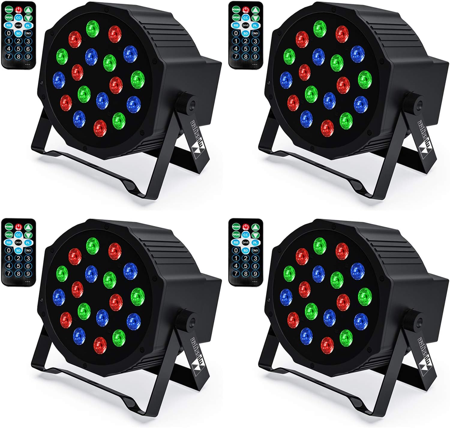 18 RGB LED Stage Lights with Remote Control (8 pcs) R68232
