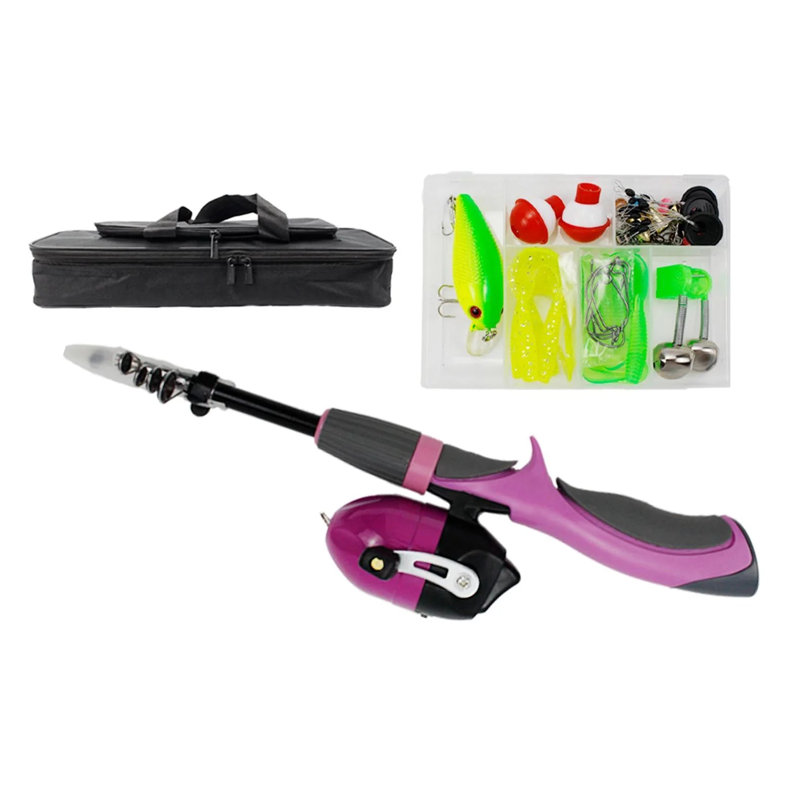 Pink Telescopic Fishing Rod and Reel Carrier Bag with Fishing Line M716836