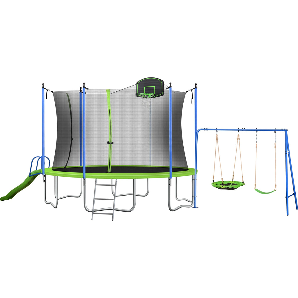 12FT Trampoline with Swing and Slide J4331