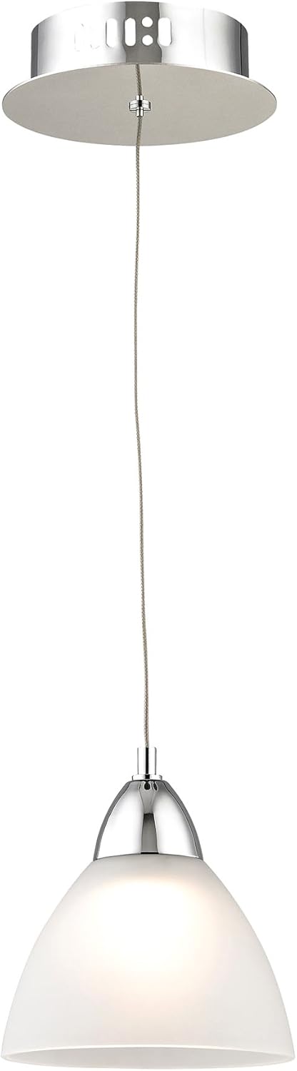 Chrome LED Pendant with White Glass H9716