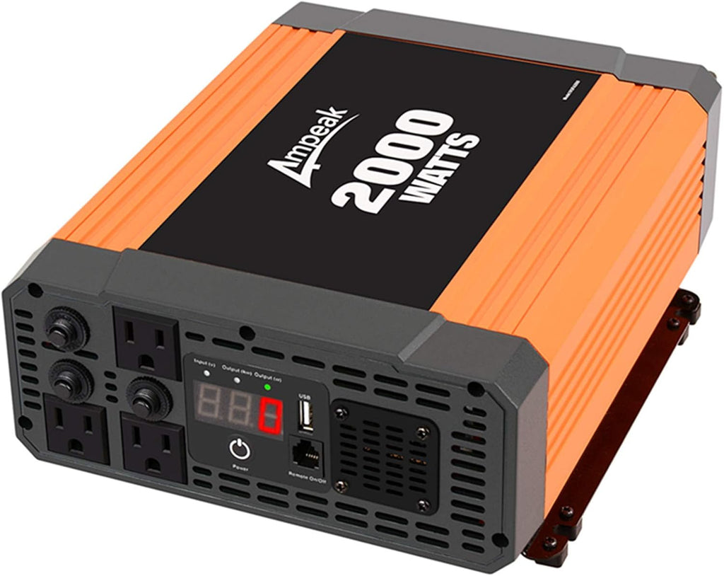 2000W Power Inverter 12V to 110V with 3AC Outlets and USB F9423