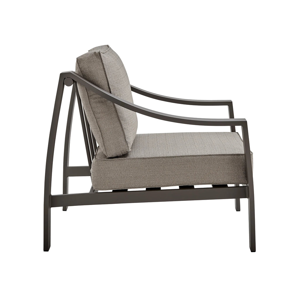 4 Piece Outdoor Patio Furniture Set in Dark Brown Aluminum with Cushions L208