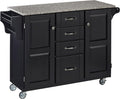 Warm Oak Finish Kitchen Cart with Granite Top C919