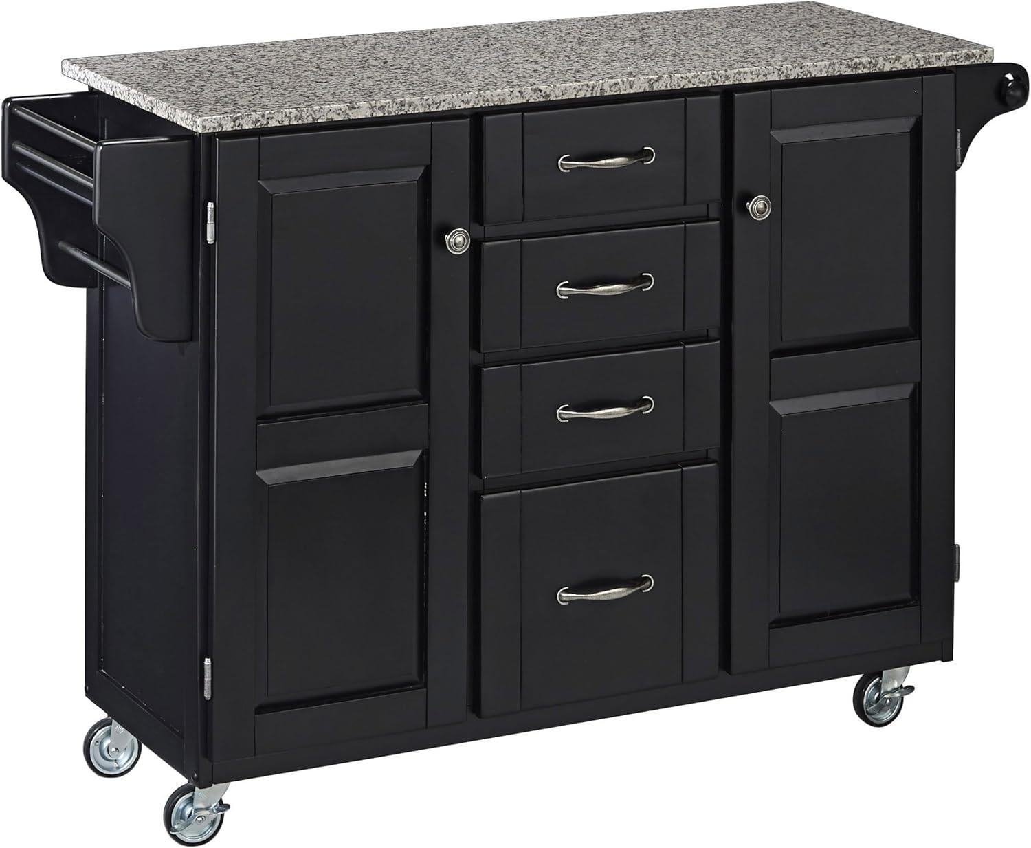 Warm Oak Finish Kitchen Cart with Granite Top C919