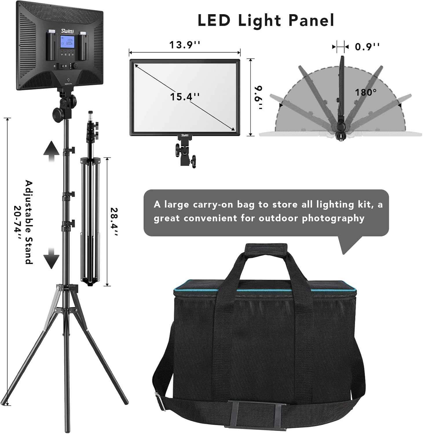2-Pack Dimmable Bi-Color LED Video Light with Remote Controller L307496