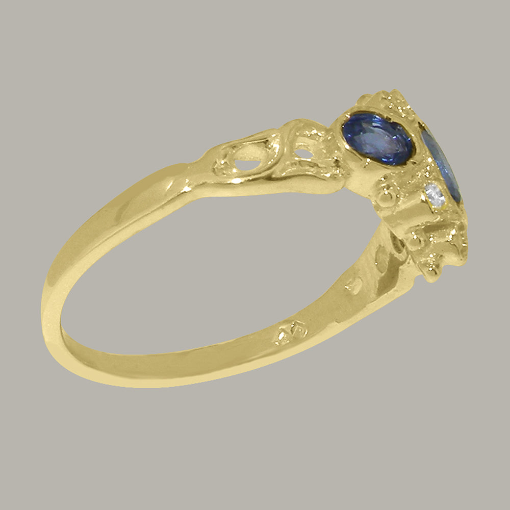 9k Yellow Gold Natural Sapphire & Diamond Ring T6423