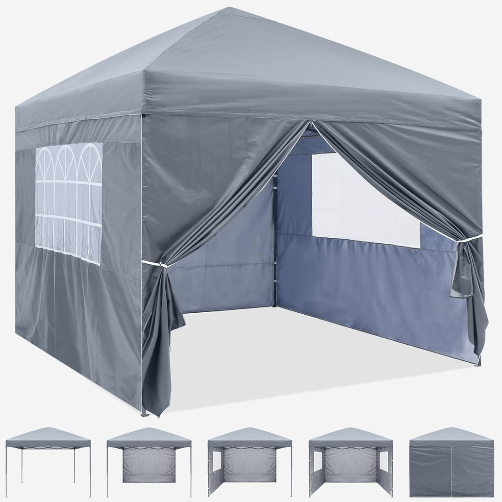 10X10Ft Pop up Canopy Tent Enclosed Instant Folding Canopy Shelter with Church Window Outdoor Pavilion Tent (Royal Blue) J54561
