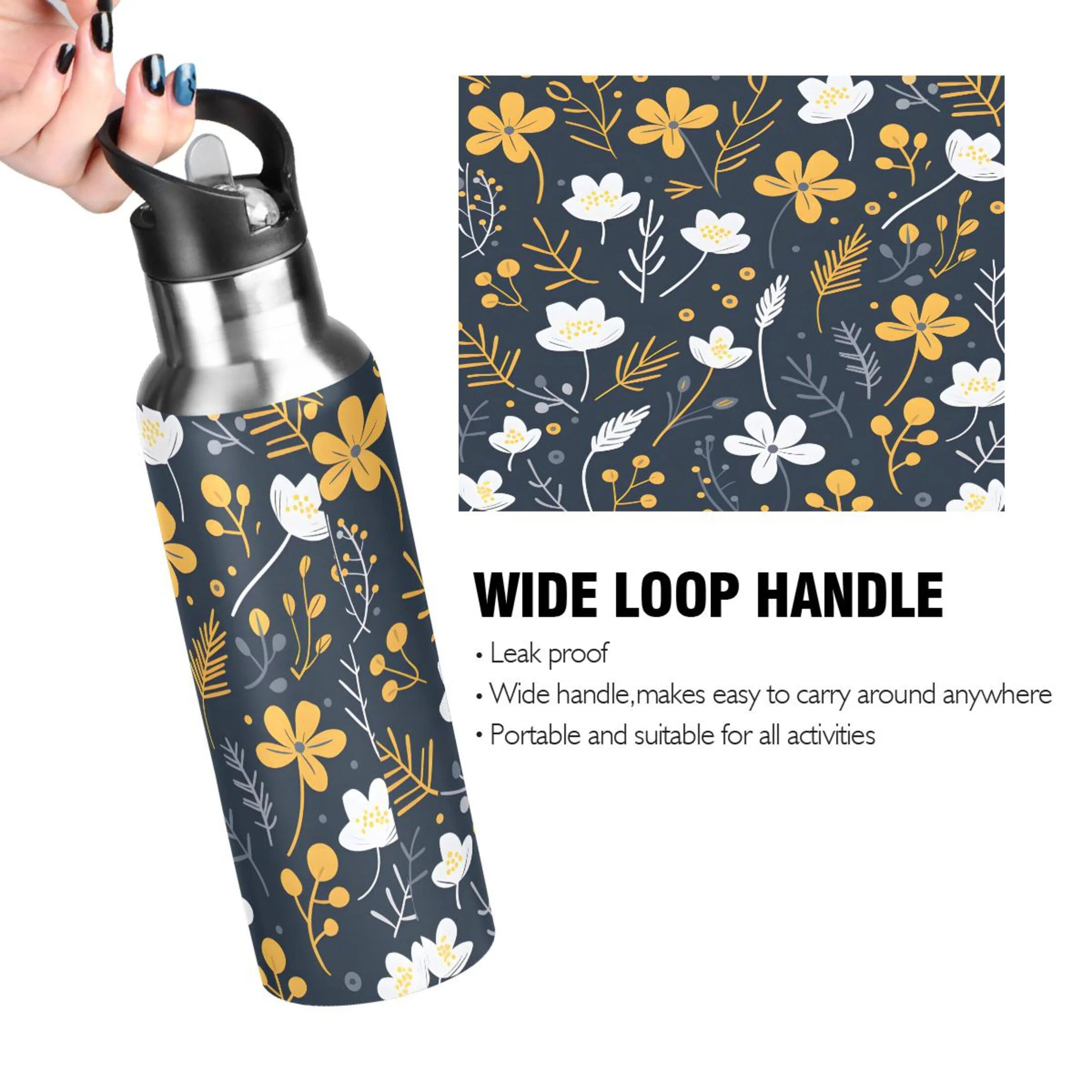 Stainless Steel Insulated Water Bottle with Straw Lid A936553