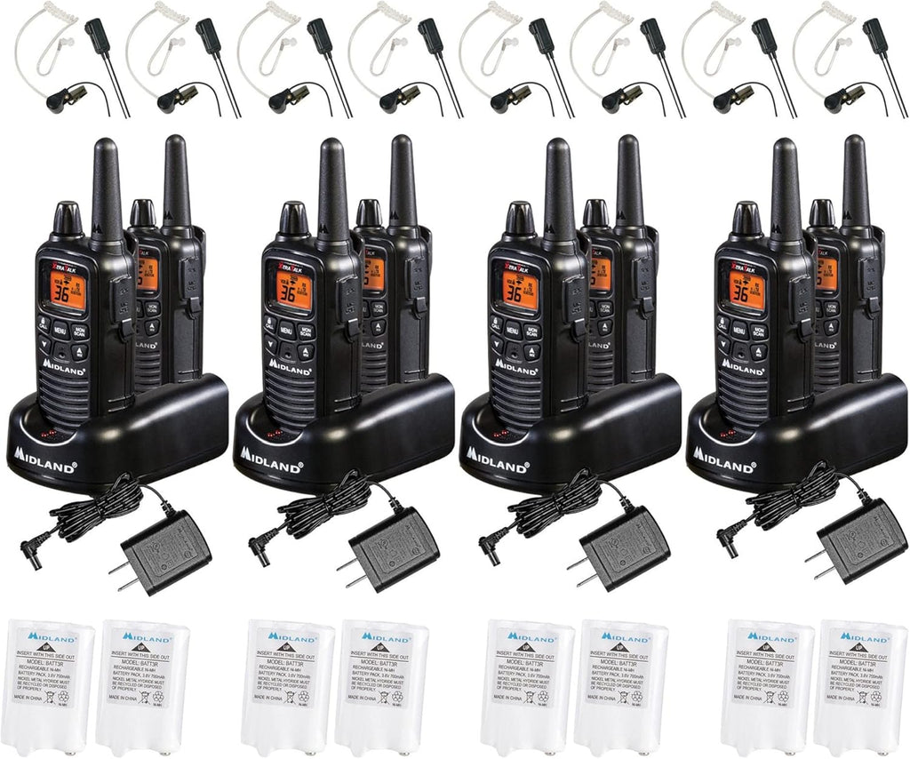 36 Channel FRS Two-Way Radio Walkie Talkie, 121 Privacy Codes, NOAA Weather Scan + Alert, Yellow/Black, 3-Pack C429224