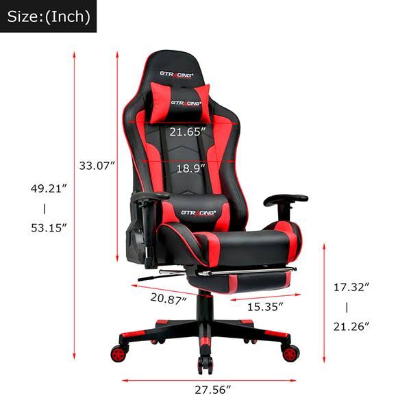 Red Footrest Music Gaming Chair with Bluetooth Speakers A523