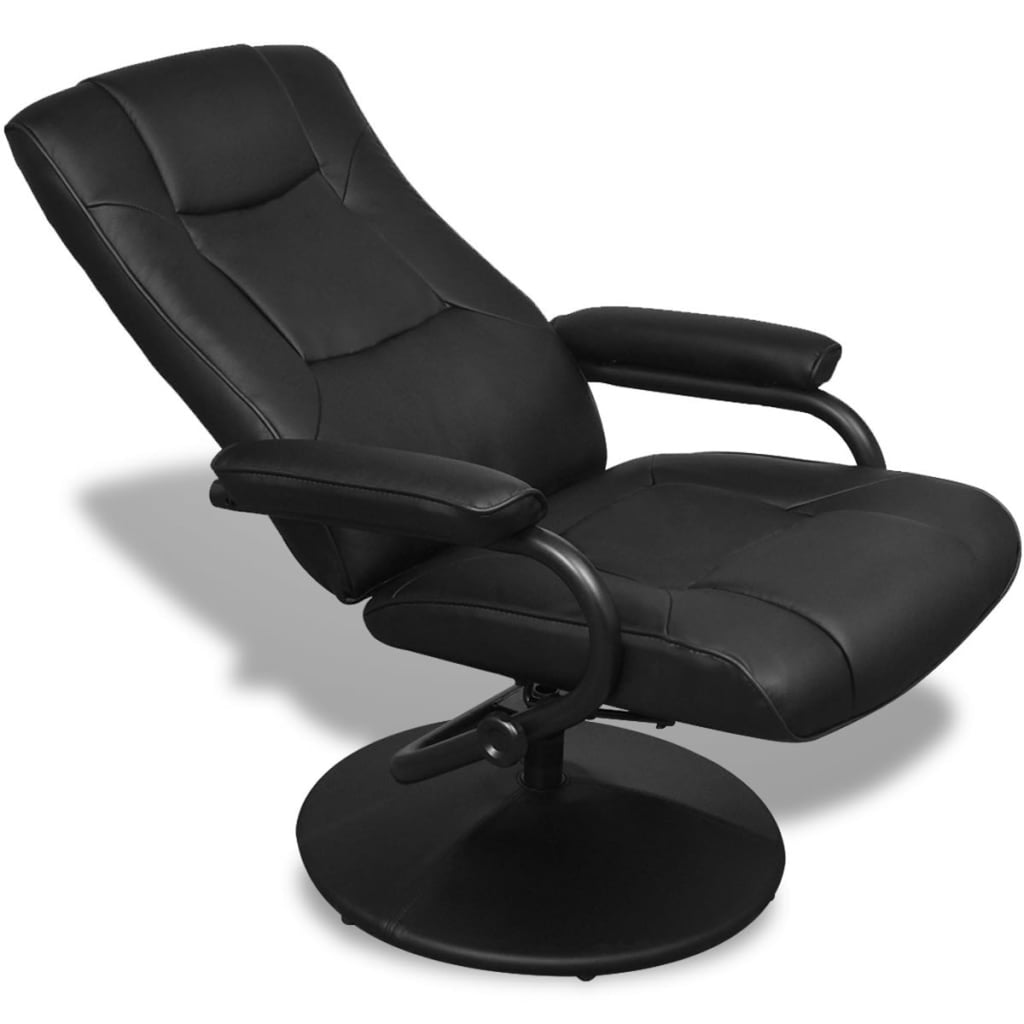 Swivel Recliner with Ottoman Black Faux Leather W244448