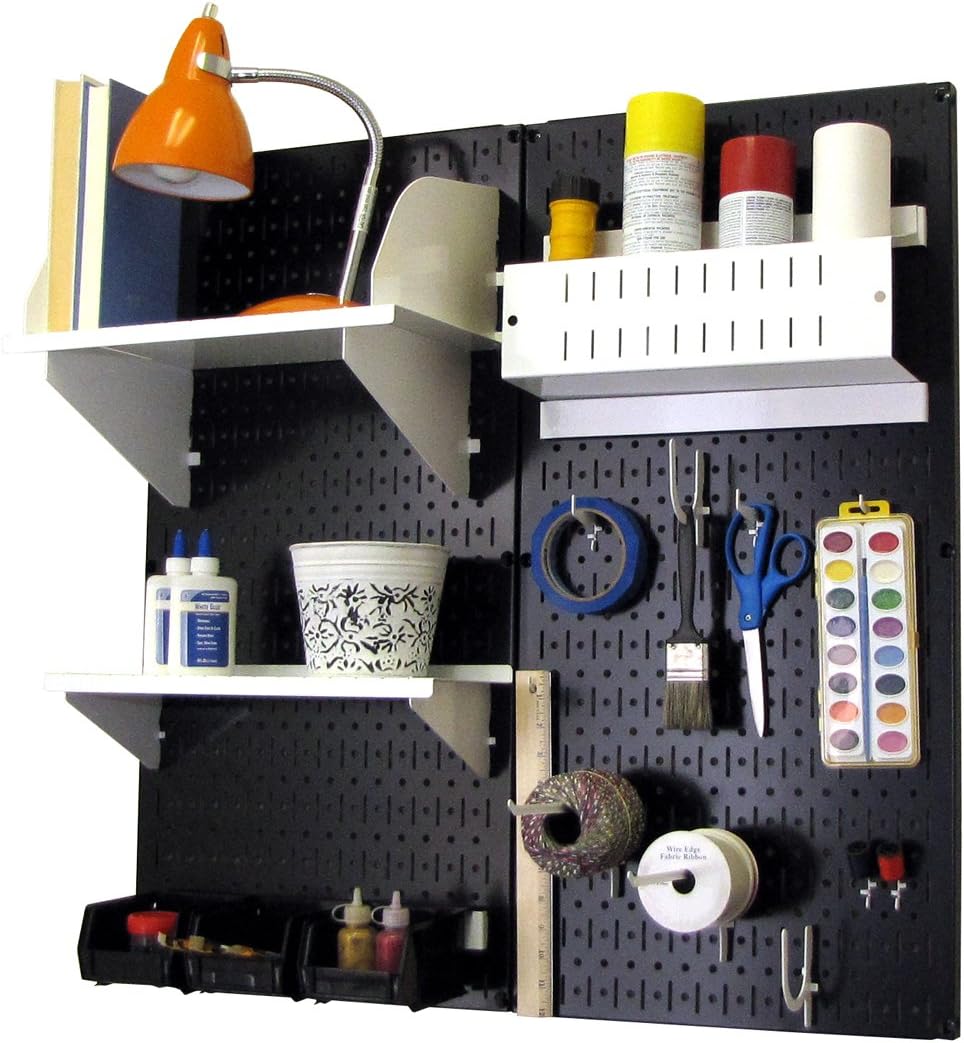 Black Pegboard Organizer Storage Kit with Blue Accessories S7719