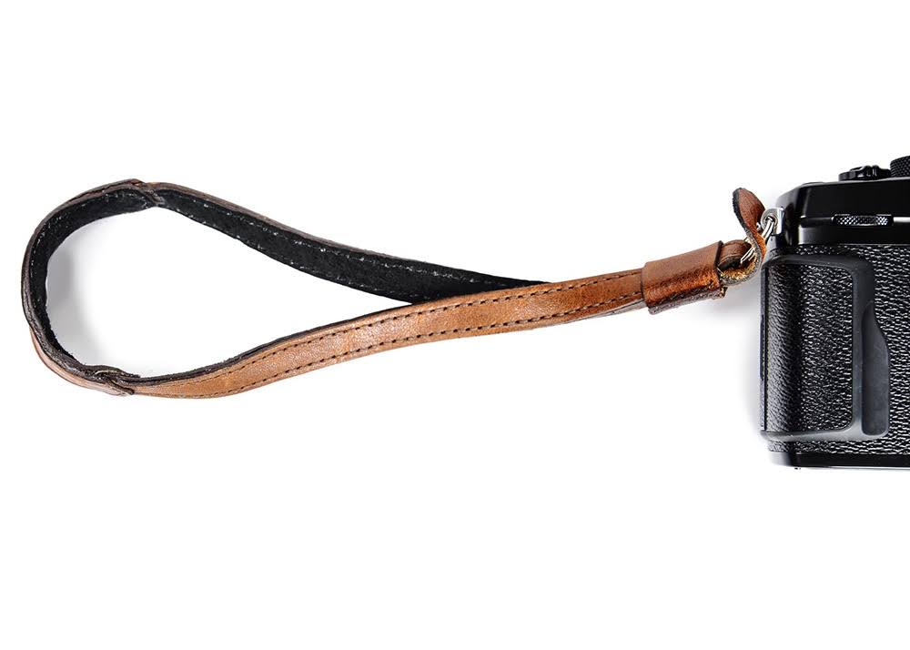 Antique Cognac Leather Camera Wrist Strap P111