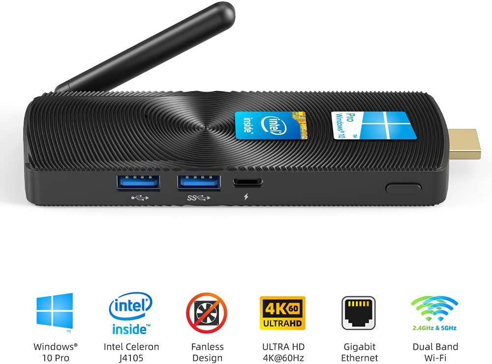 Fanless Mini PC Stick Windows 11 Pro Celeron J4125 8G/128G I56717